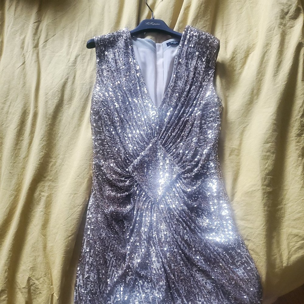 BALMAIN Paris Gold sequin mini dress
